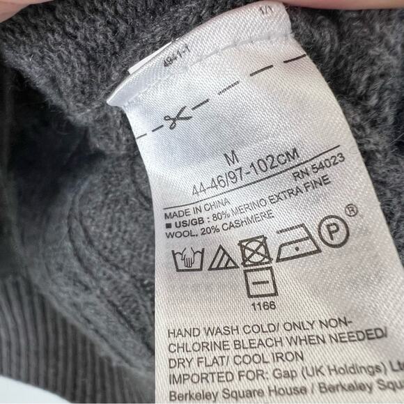 Banana Republic Grey Cable Knit Merino Wool Cashmere Blend Crewneck Sweater - Picture 4 of 7